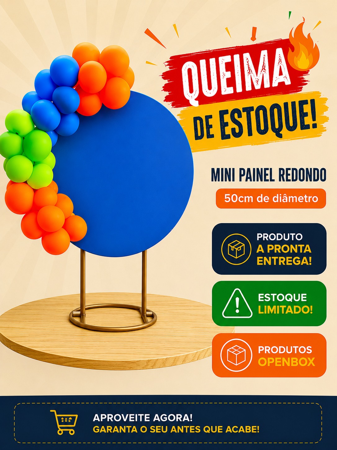 Queima de Estoque - Mini Painel Redondo 50cm