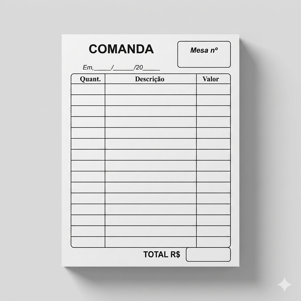 Comanda 4x0 (Impressão Colorida Frente / Verso sem Impressão)