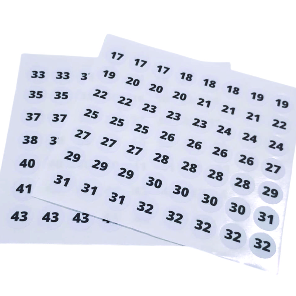 Kit Etiquetas de Numeração Simples para Calçados | Distribuição Automática