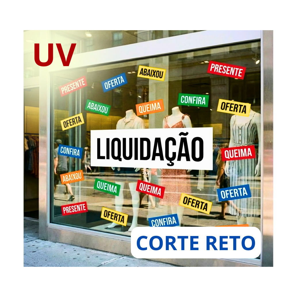 Adesivo Vinil | Impressão UV PREMIUM| Corte Reto