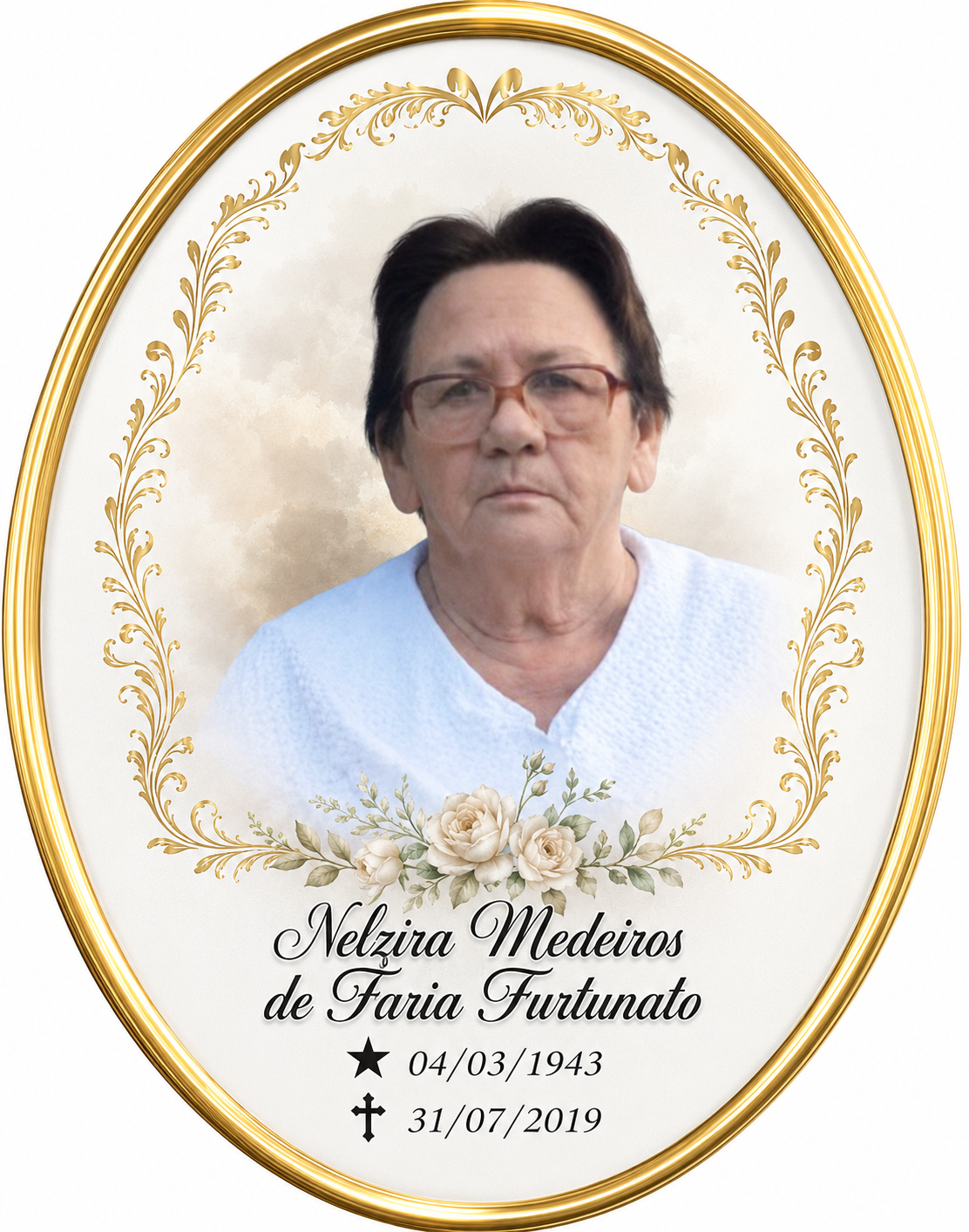Peça em porcelana para Lápide
