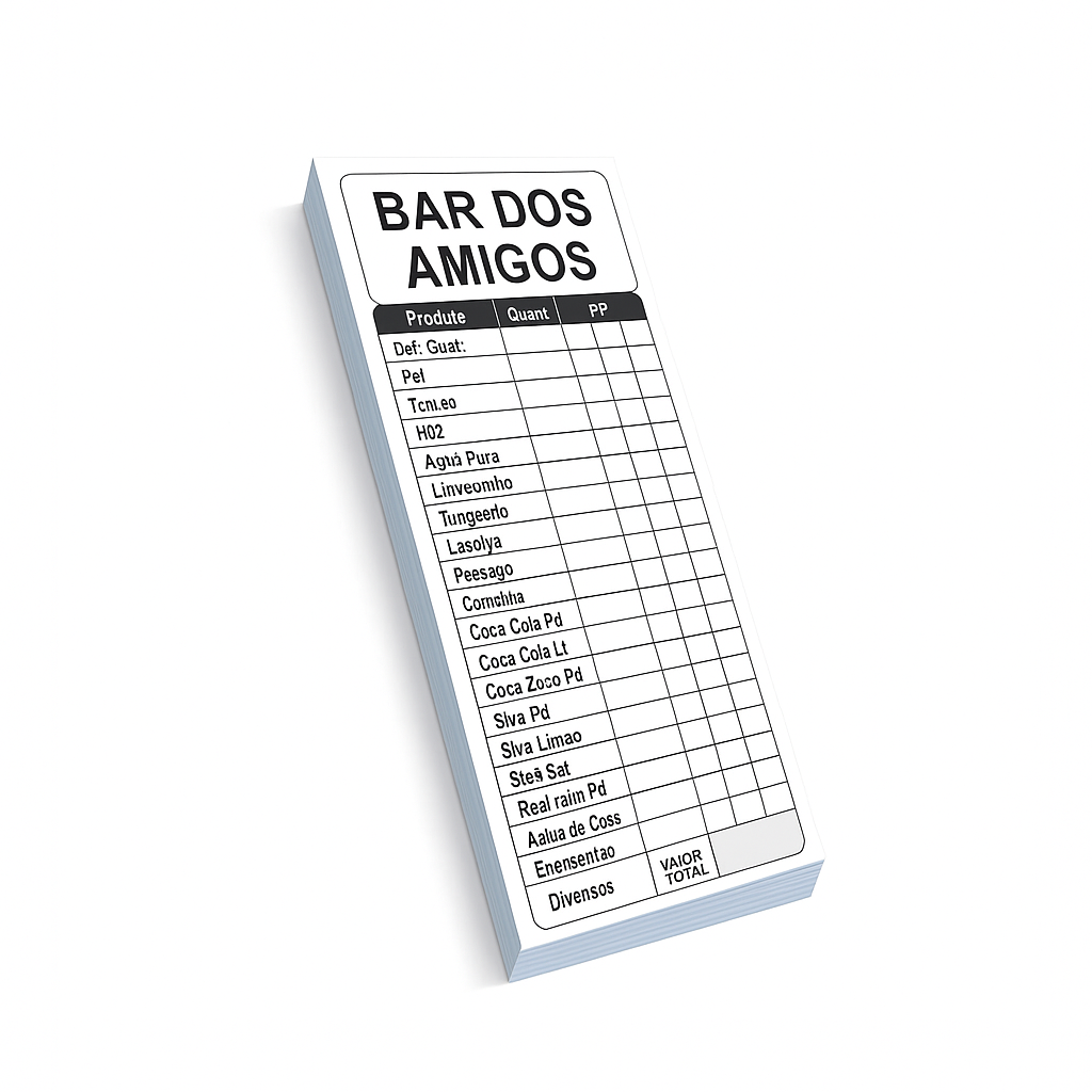 COMANDA 10X20cm - IMPRESSÃO PRETO