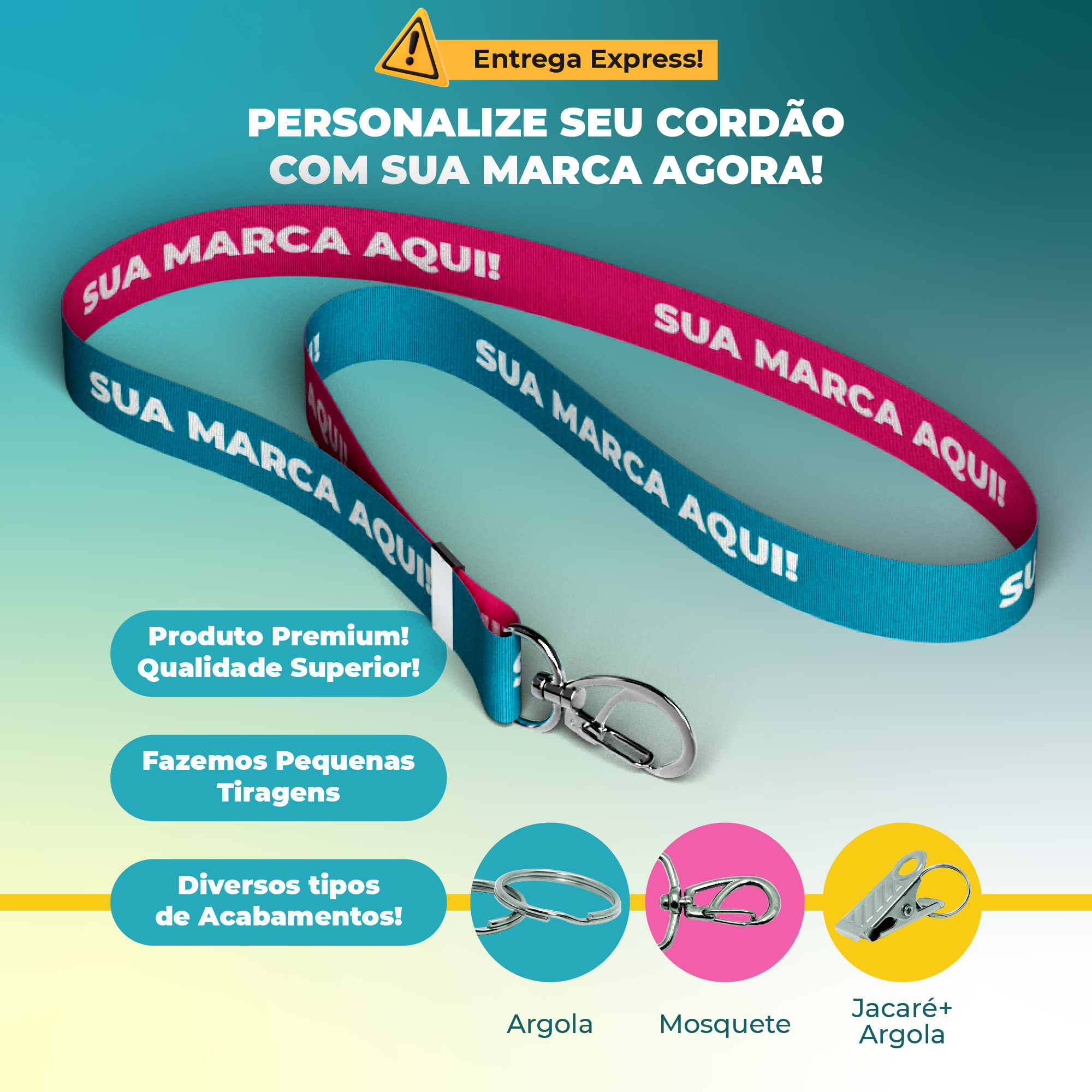 Cordões Personalizados para Crachá PRODUÇÃO EM 24HRS