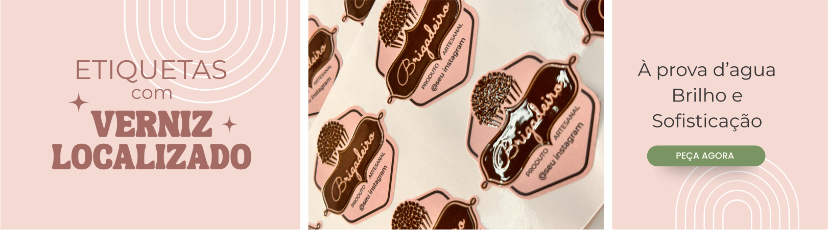 Etiqueta com verniz localizado