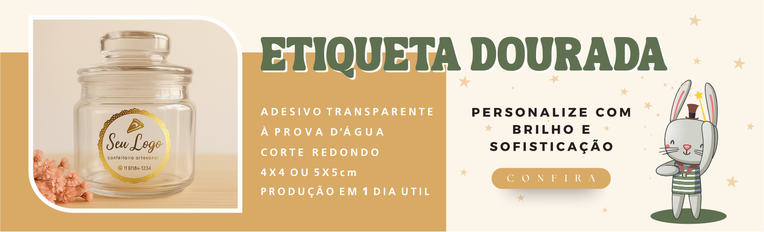 Etiqueta Transparente com dourado