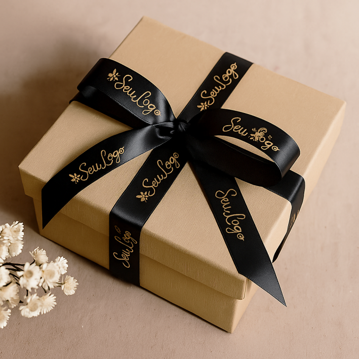 Fita de Cetim 15 mm Personalizada| Impressão em DOURADO ou PRATA