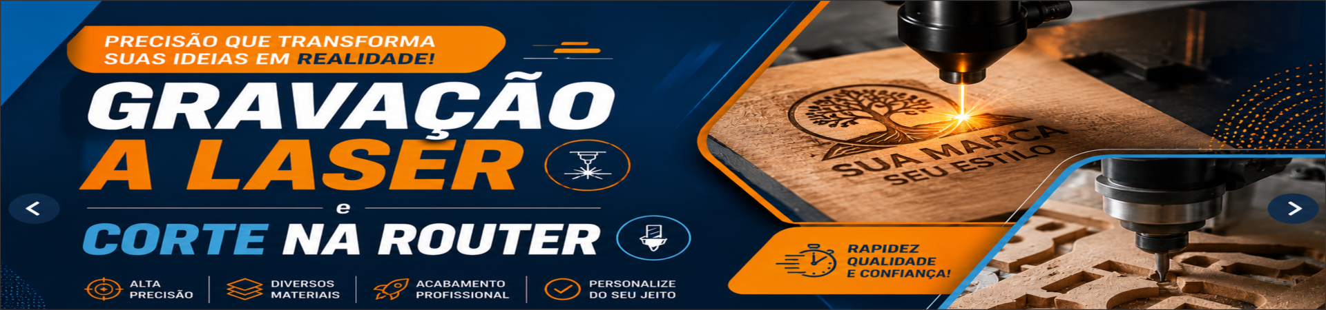 GRAVAÇÃO A LASER E CORTE NA ROUTER