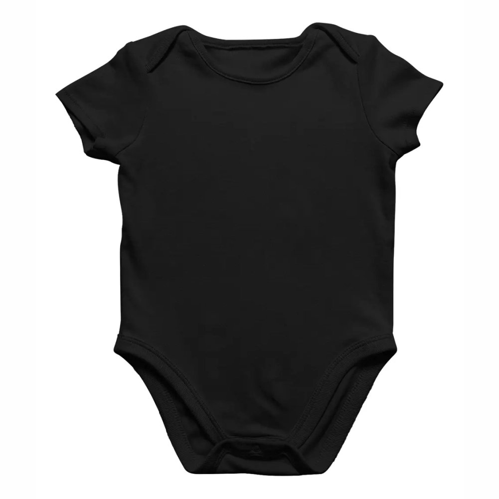 Body Infantil Personalizado Preto – 100% Poliéster
