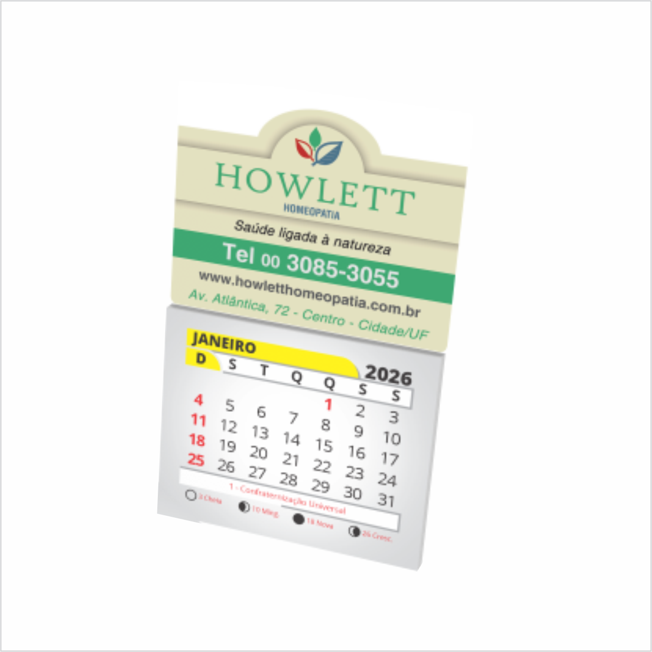 Ímã de geladeira com calendário