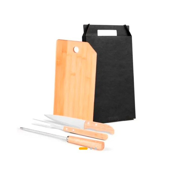 Conj. Para Cozinha Em Bambu / Madeira / Inox - 4 Peças