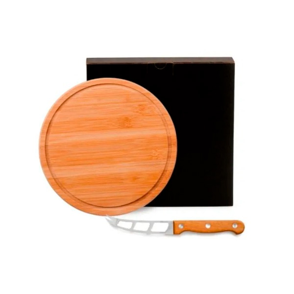 Conjunto Para Queijo Em Bambu/Madeira/Inox - 2 Peças