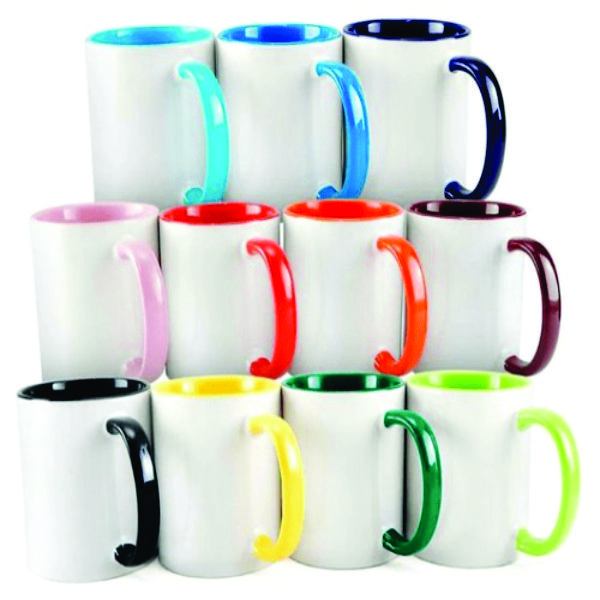 Caneca Personalizada branca alça e fundo CORES