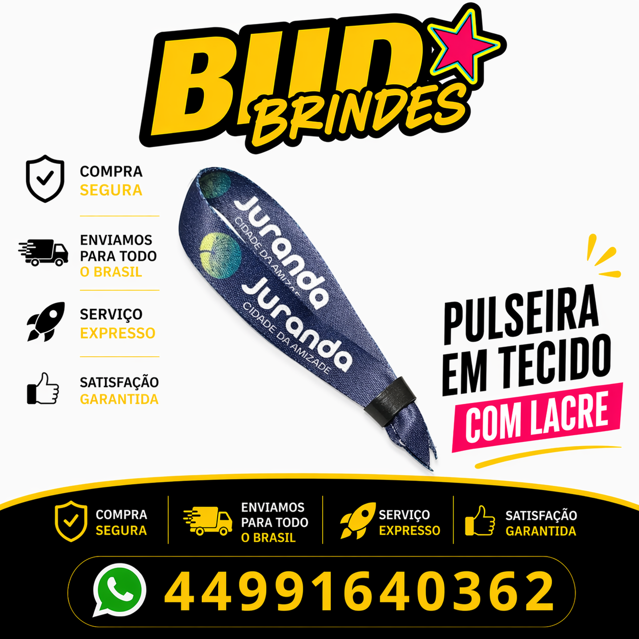 pulseira para eventos em tecido