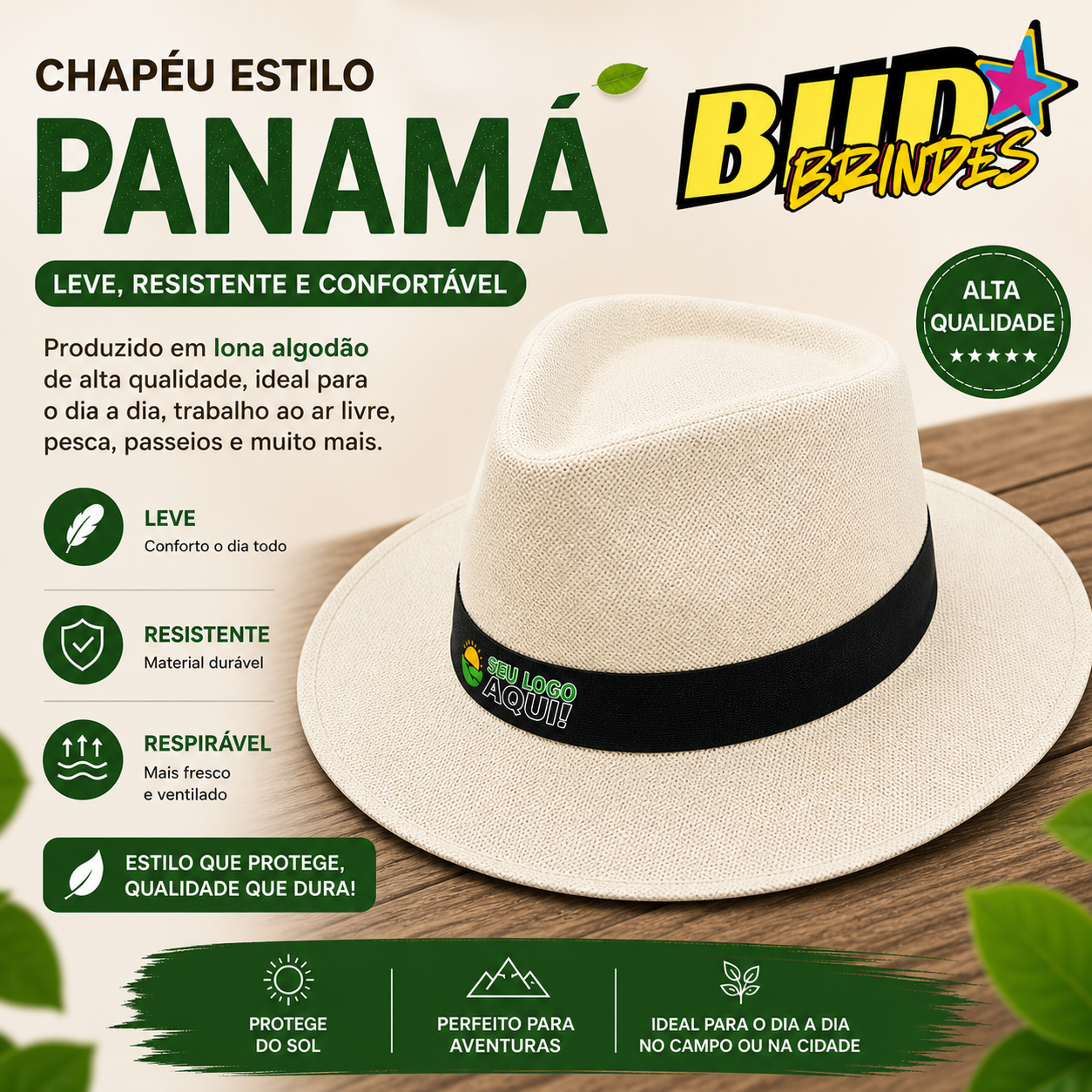 Chapéu estilo panamá, personalizado
