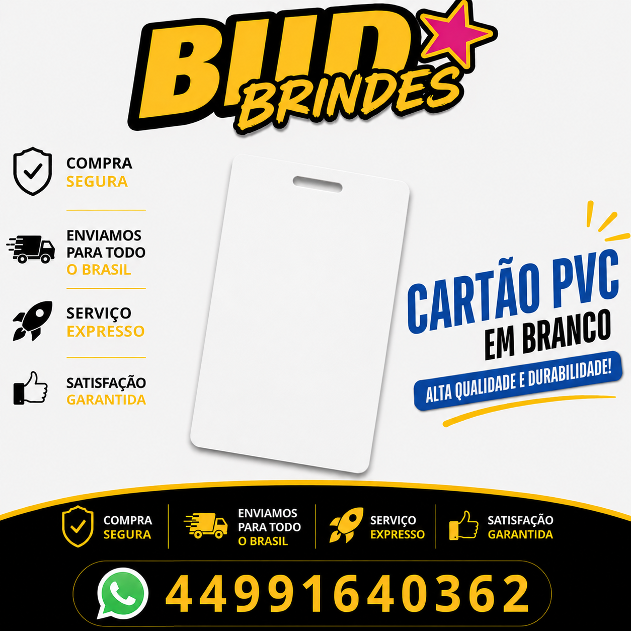 cartão em pvc em branco