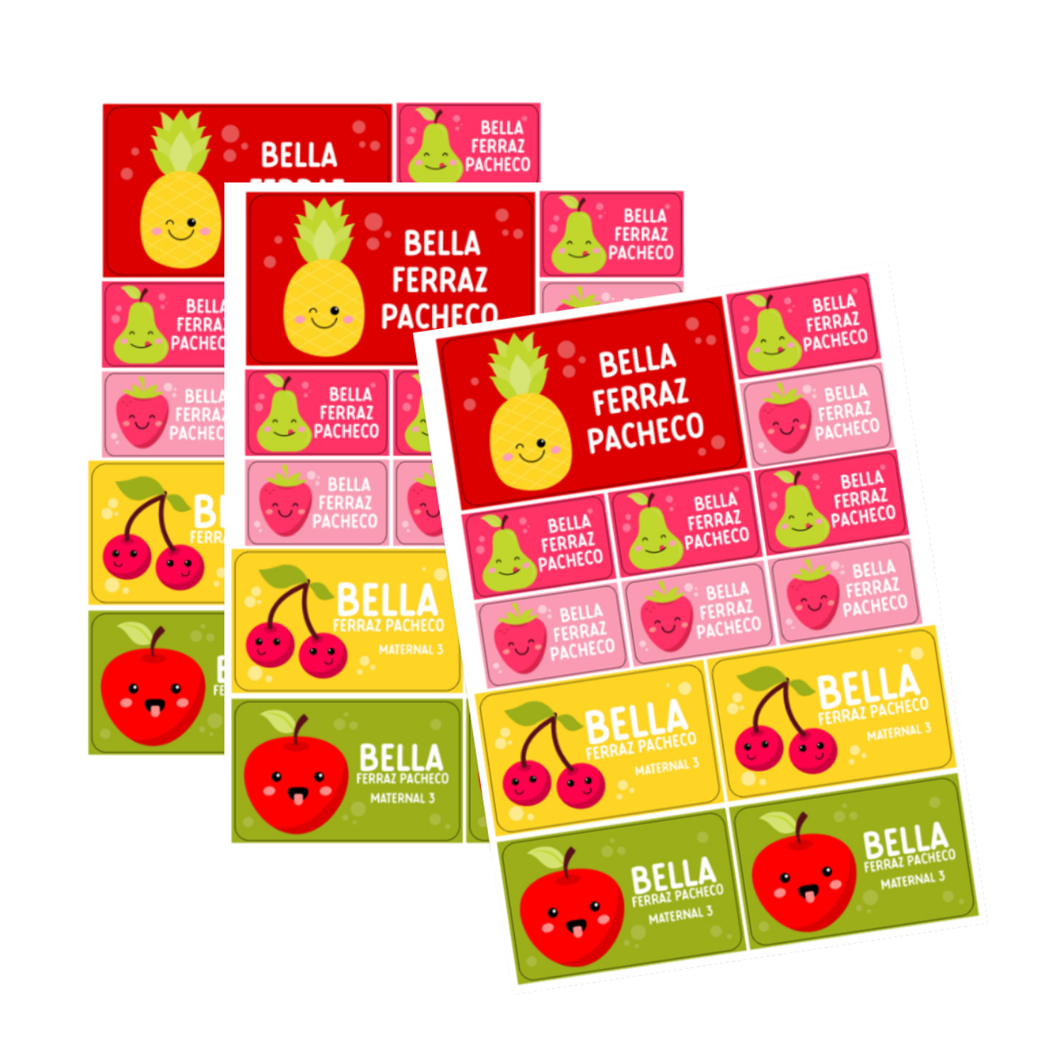 Cartela de Etiqueta Escolar adesivas