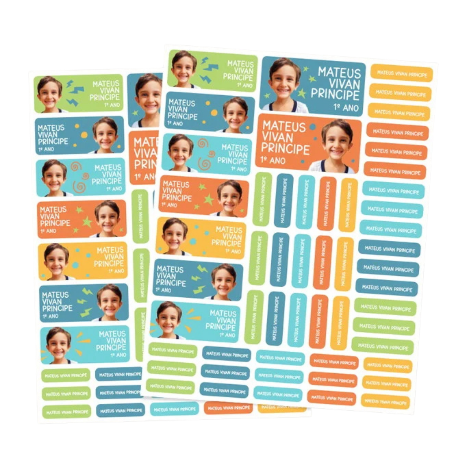 Cartela de Etiqueta Escolar adesivas Vinil