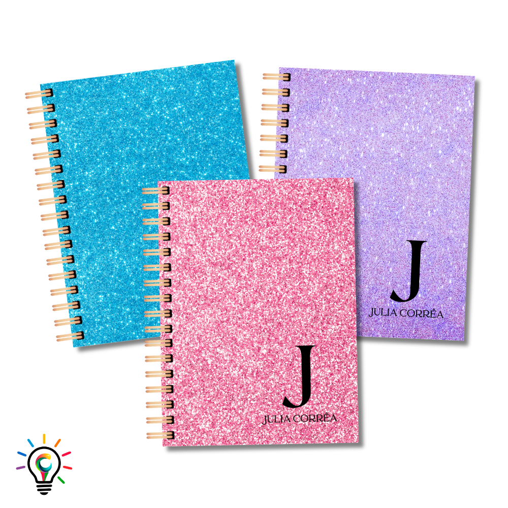 Agenda 2027 Personalizada Nome Alfabeto com Laminação Glitter