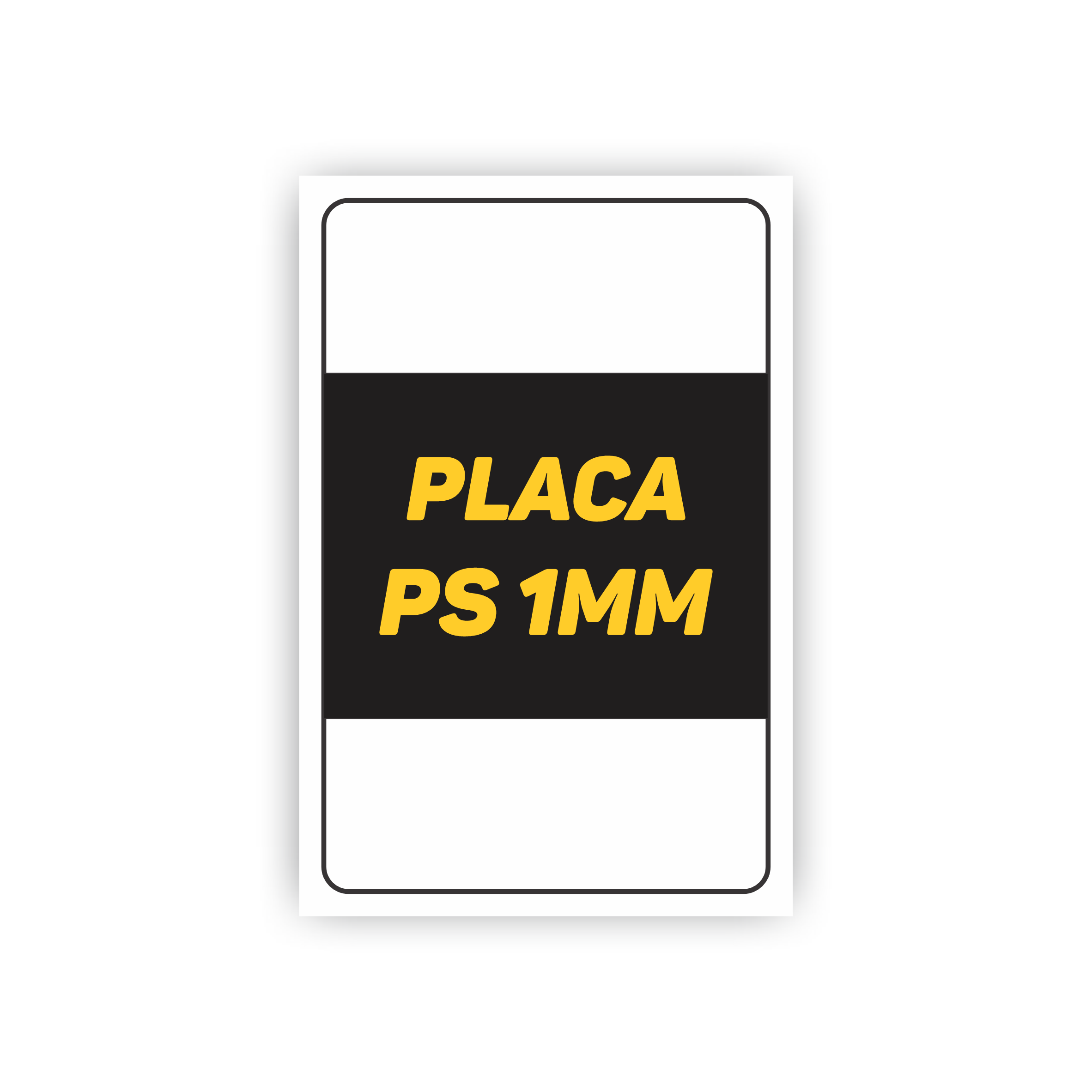 PLACA EM PS 1MM COM ADESIVO IMPRESSO
