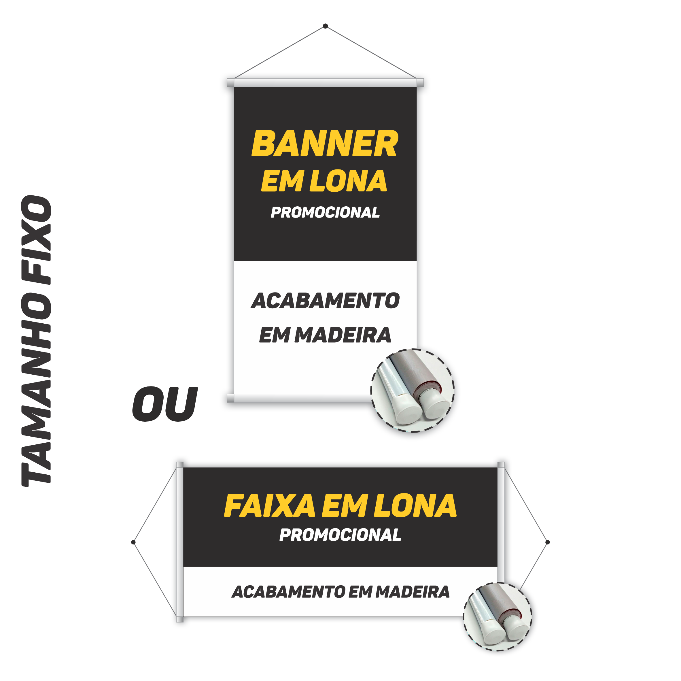 BANNER OU FAIXA EM LONA FOSCA PROMOCIONAL - TAMANHO FIXO