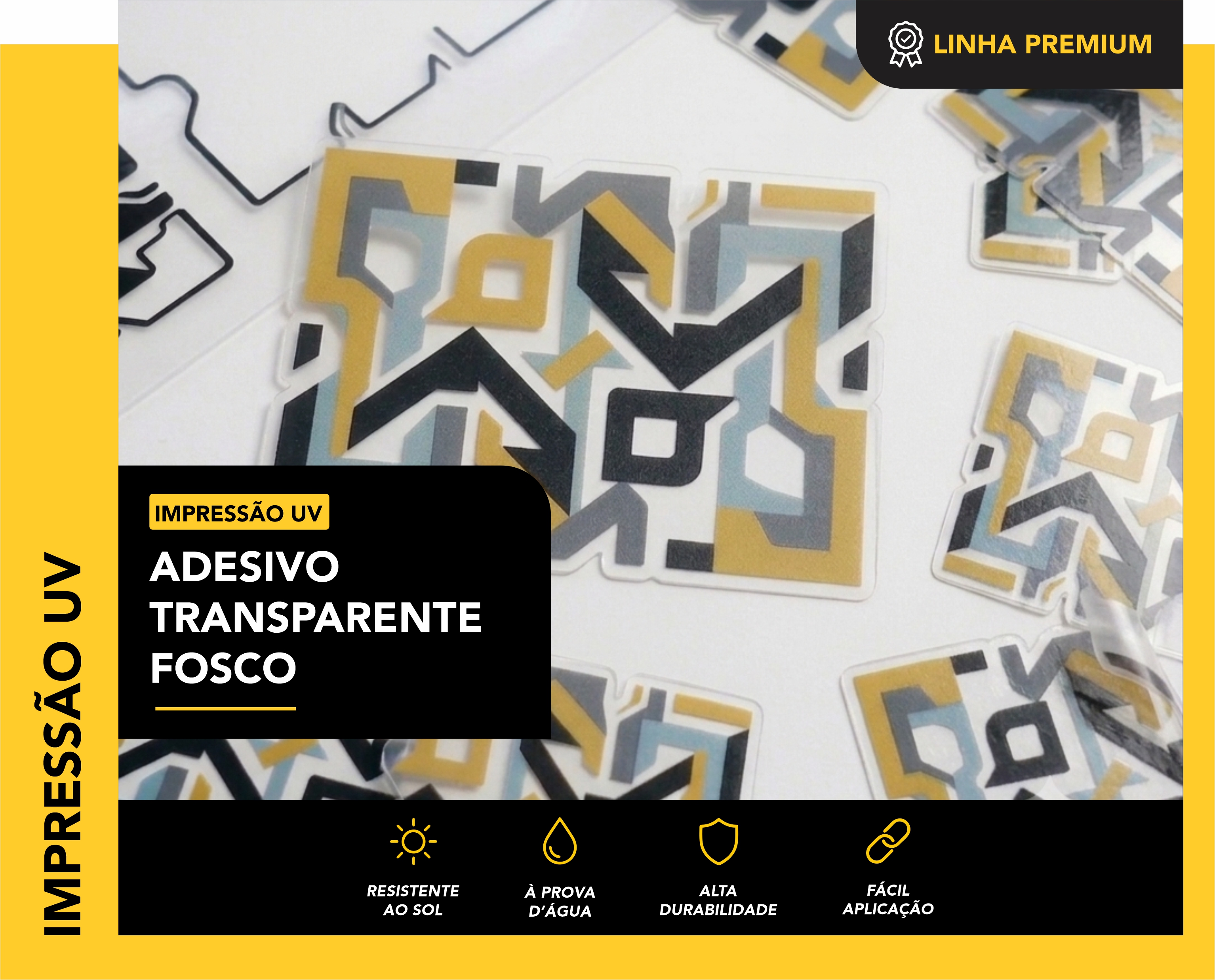 IMPRESSÃO UV - ADESIVO TRANSPARENTE FOSCO