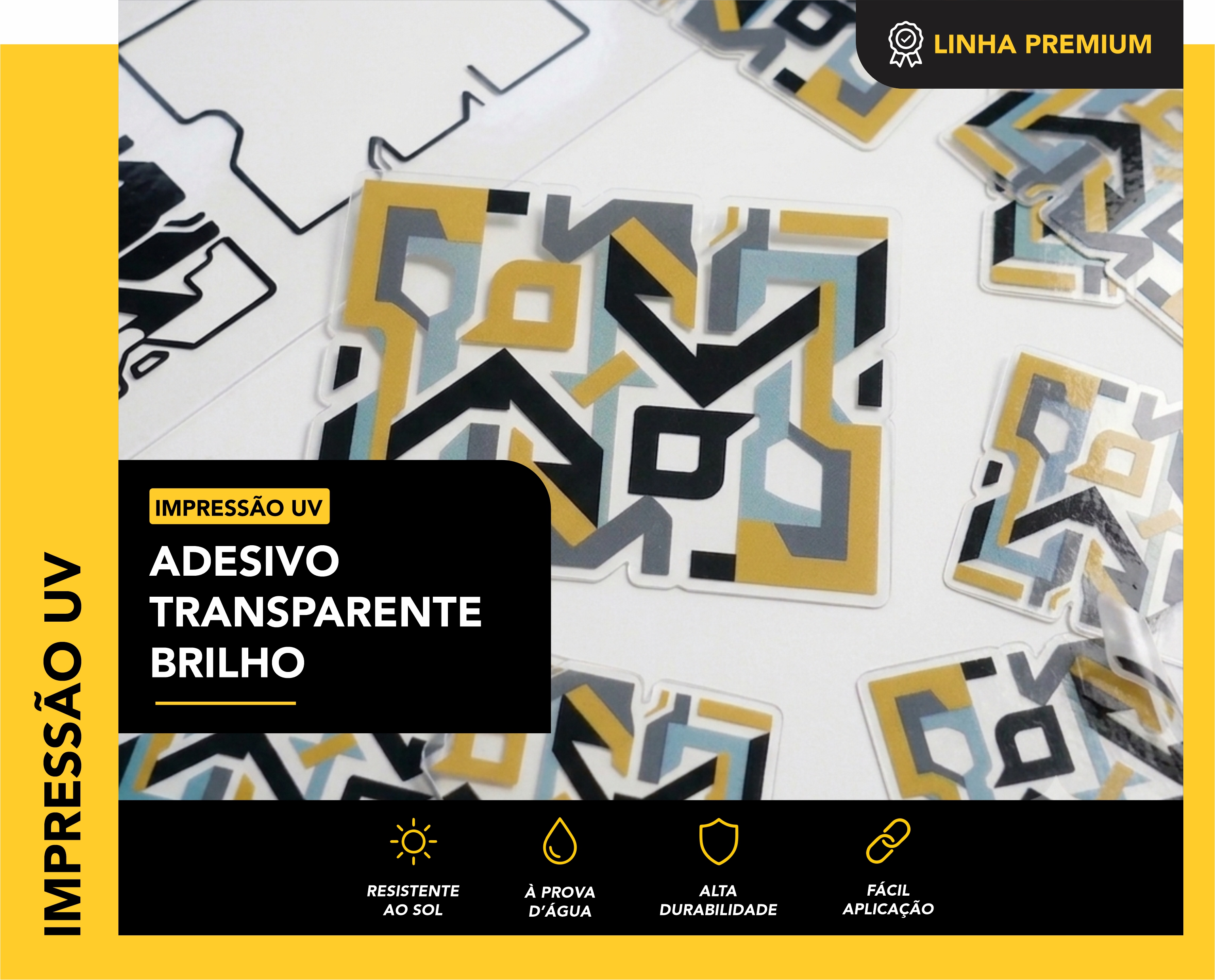 IMPRESSÃO UV - ADESIVO TRANSPARENTE BRILHO