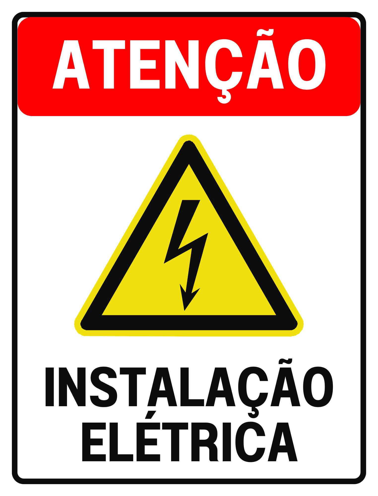 Placa Sinalização 20x15 Instalação elétrica