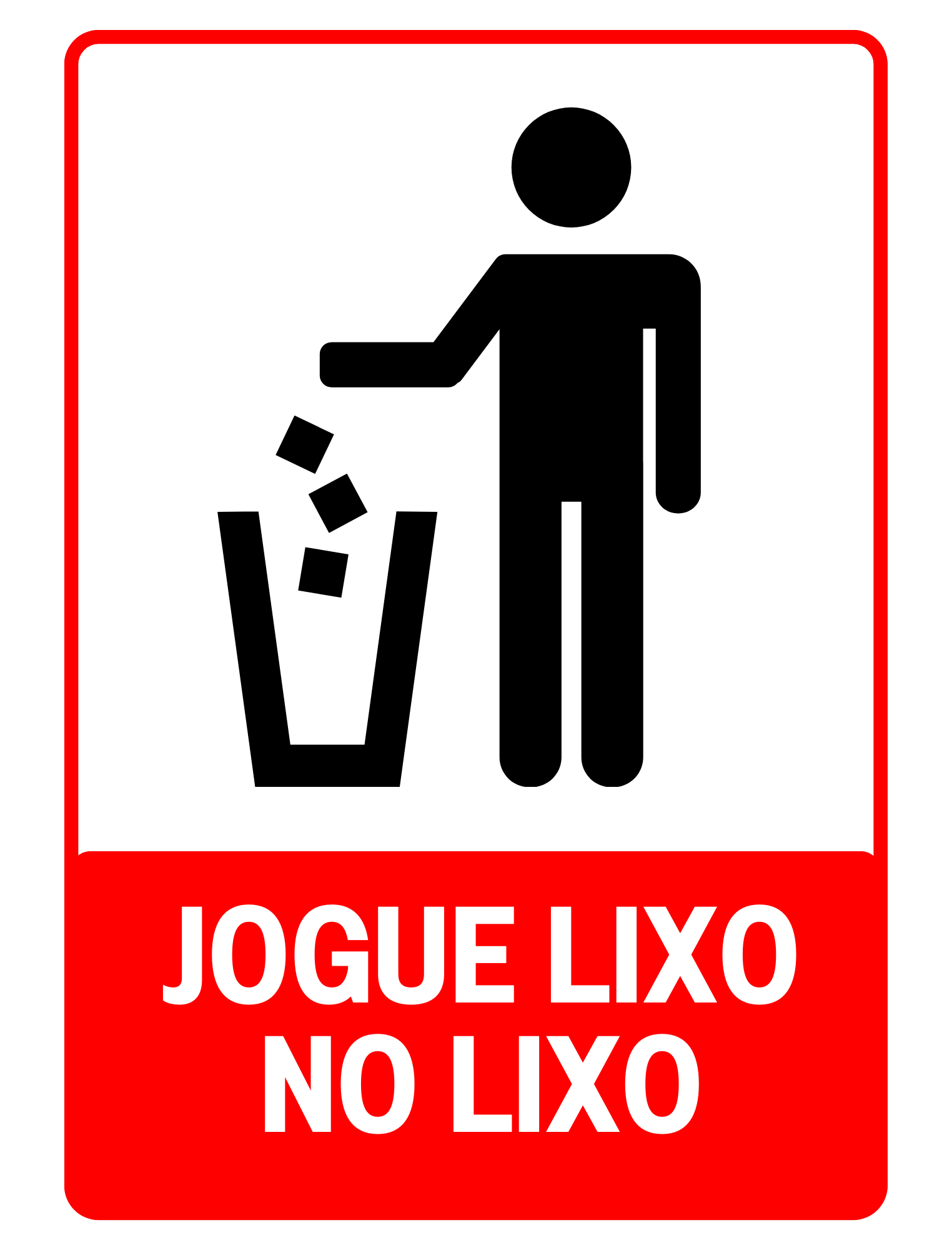 Placa Sinalização 20x15 Jogue lixo no lixo