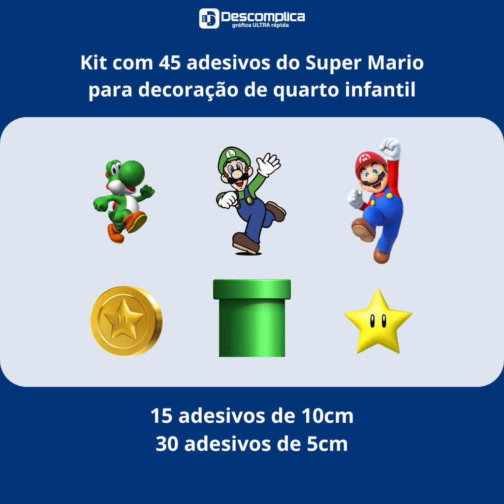 Kit Adesivo De Parede Decorativo Infantil Super Mario