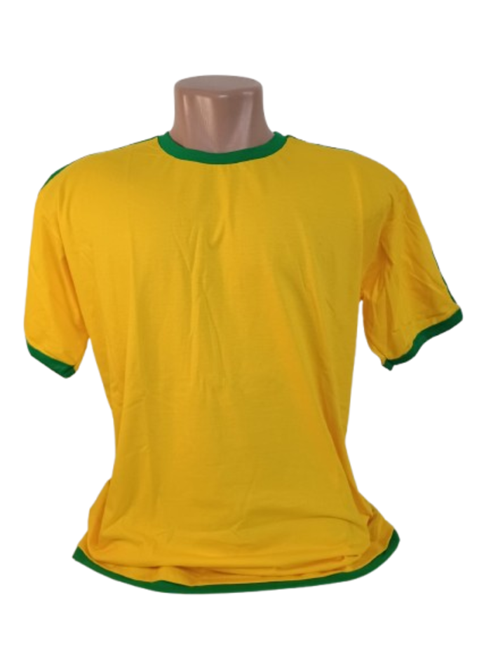 Camiseta Amarela 2 listras Verde Personalizada