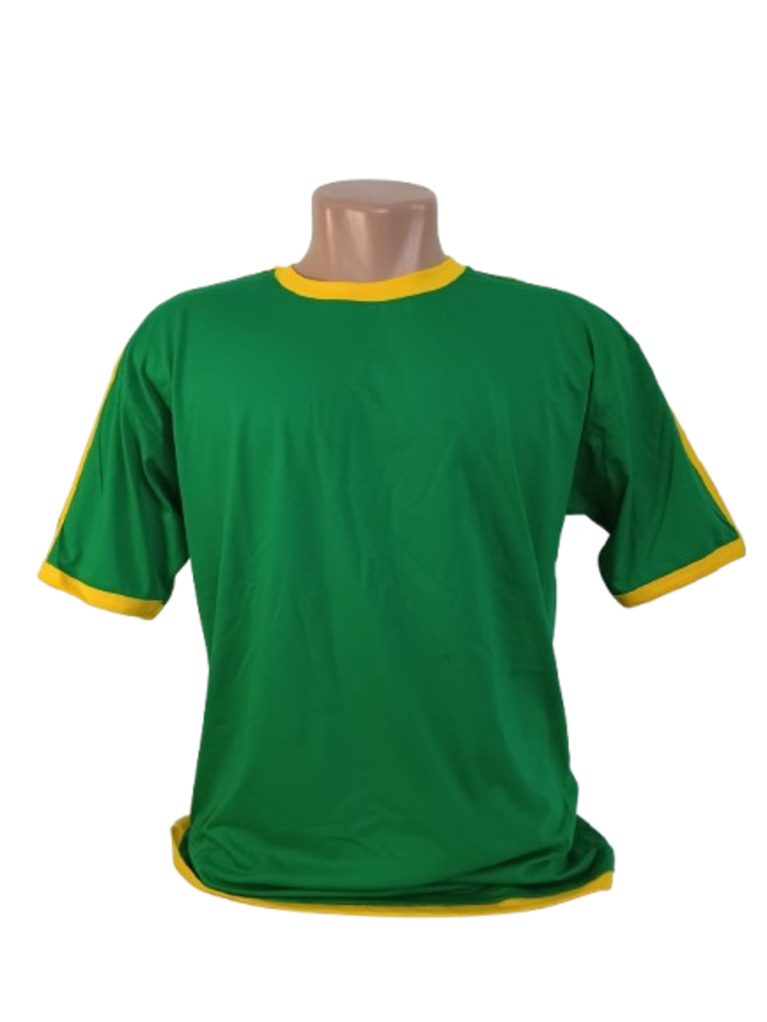 Camiseta Verde 2 listras Amarela Personalizada