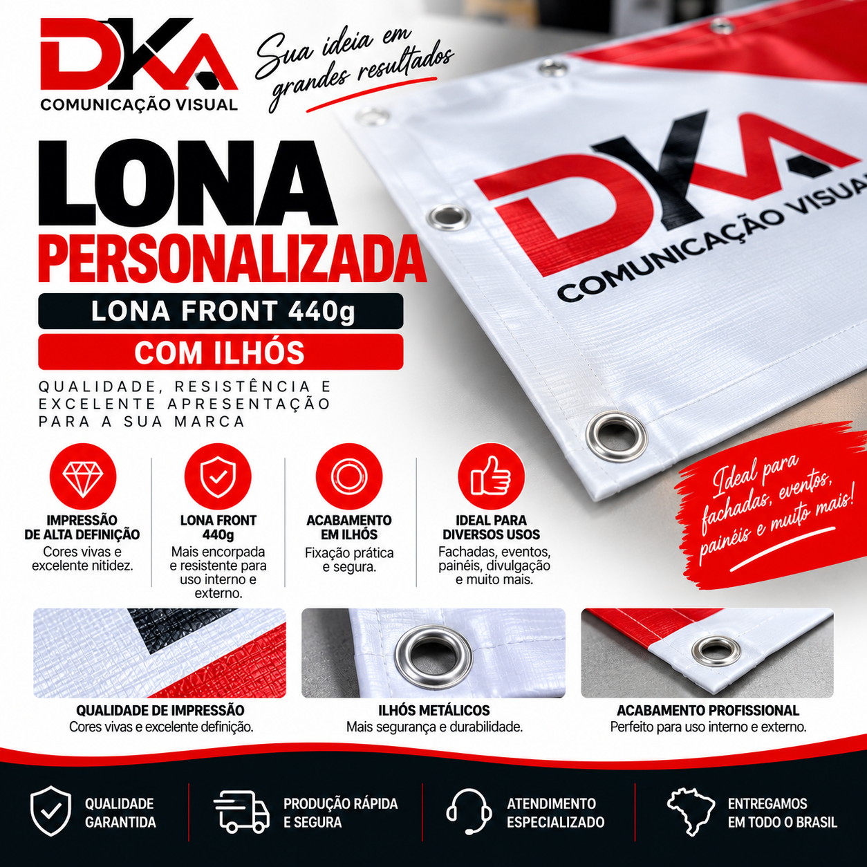 Banner Personalizado com Ilhós em Lona 440g Sob Medida