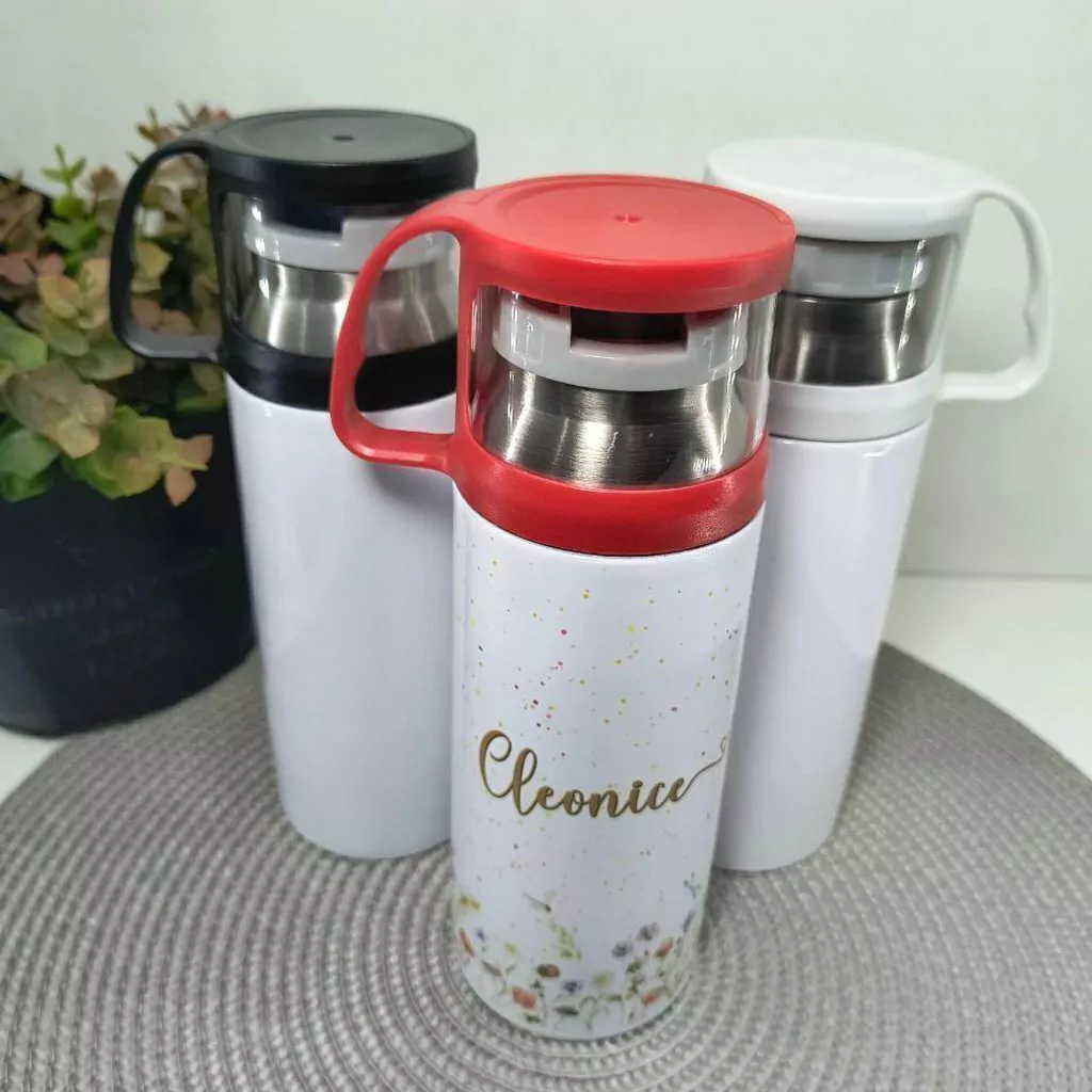 Garrafa térmica com copo personalizada