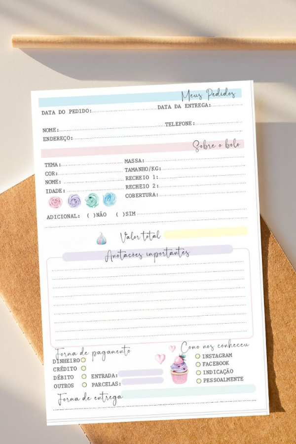Bloco de Pedidos para Confeitaria – 50 folhas