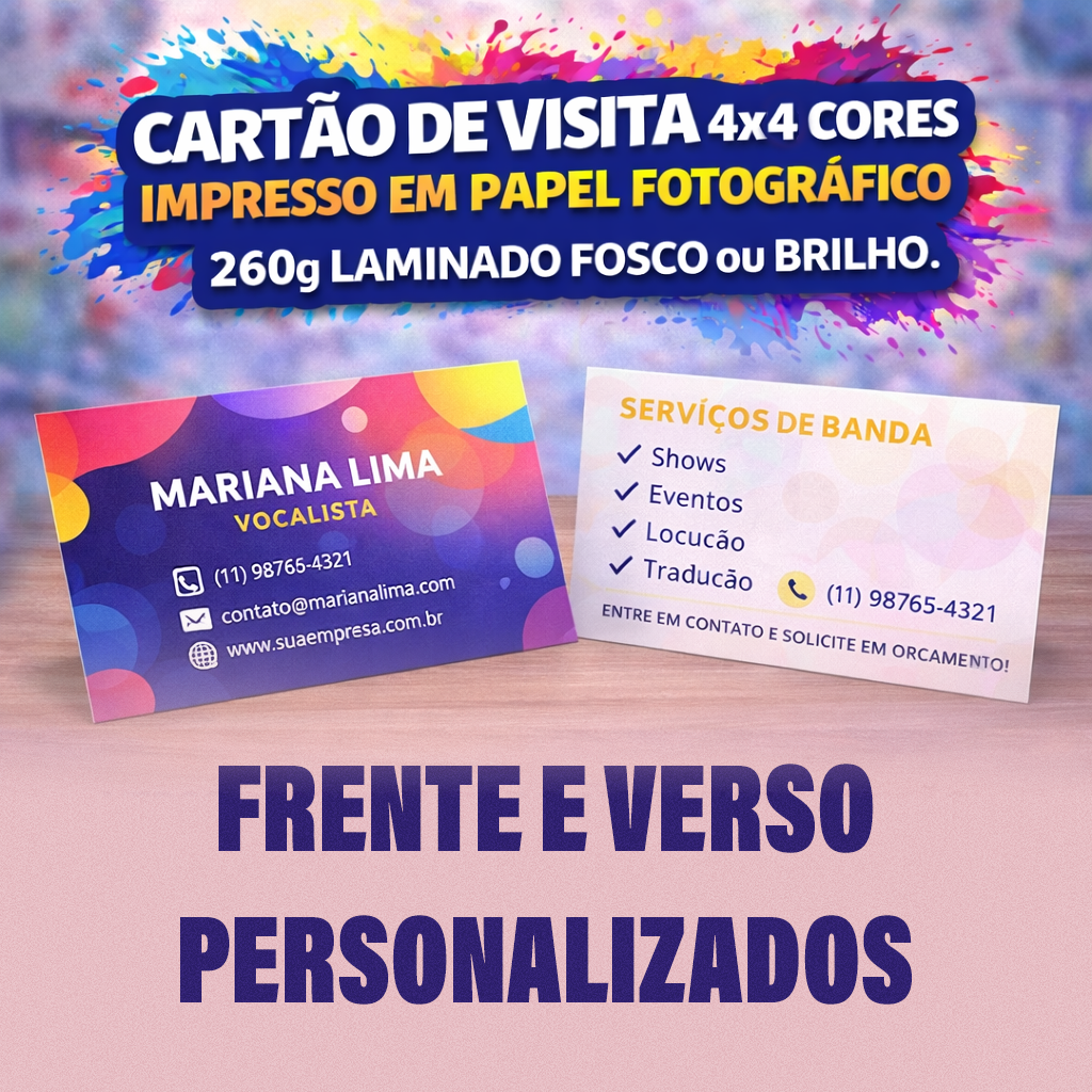 Cartão de visita_Impressão Frente e Verso_Corte Reto