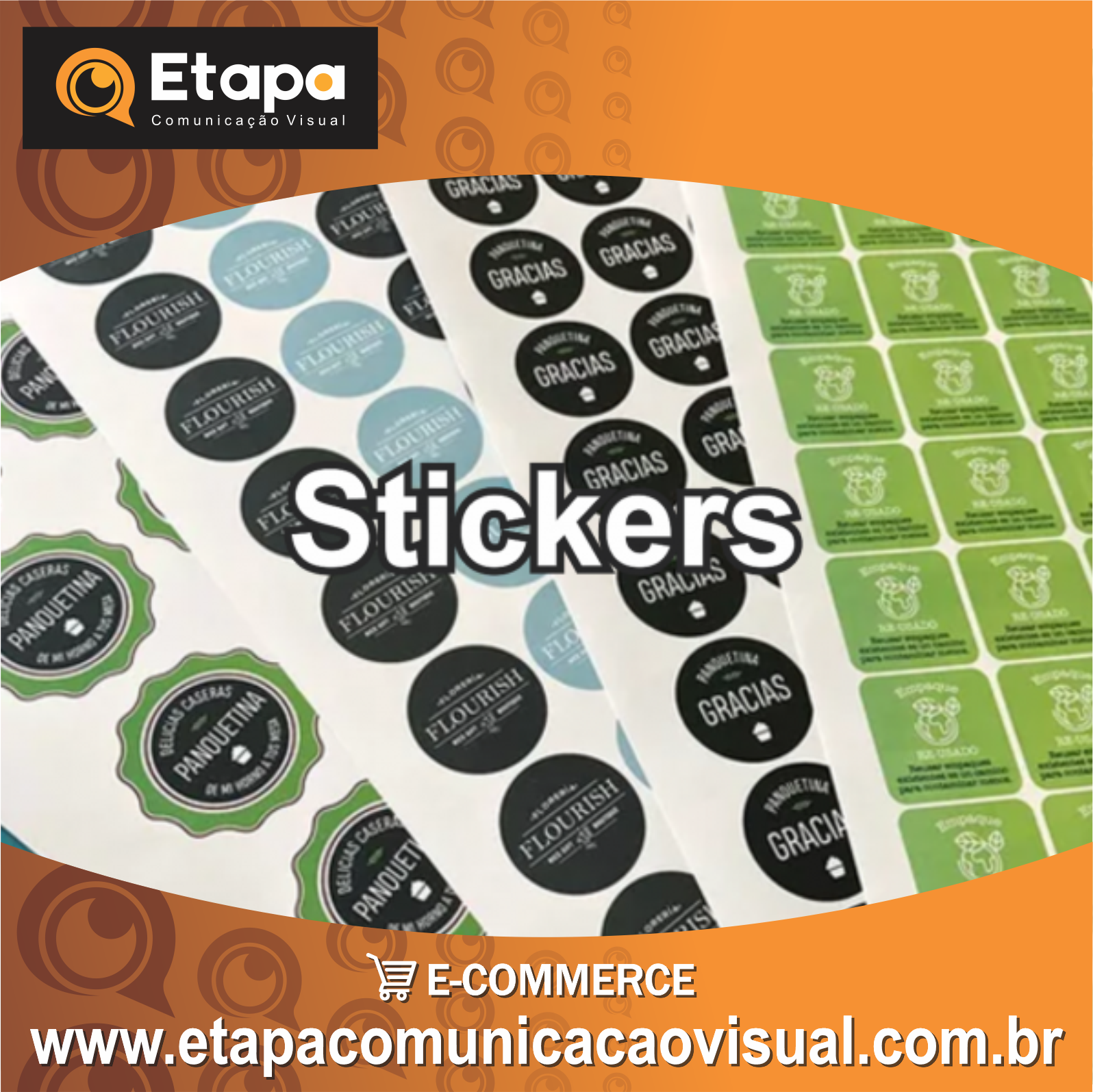 Adesivo com Corte e Contorno TAMANHOS FIXOS