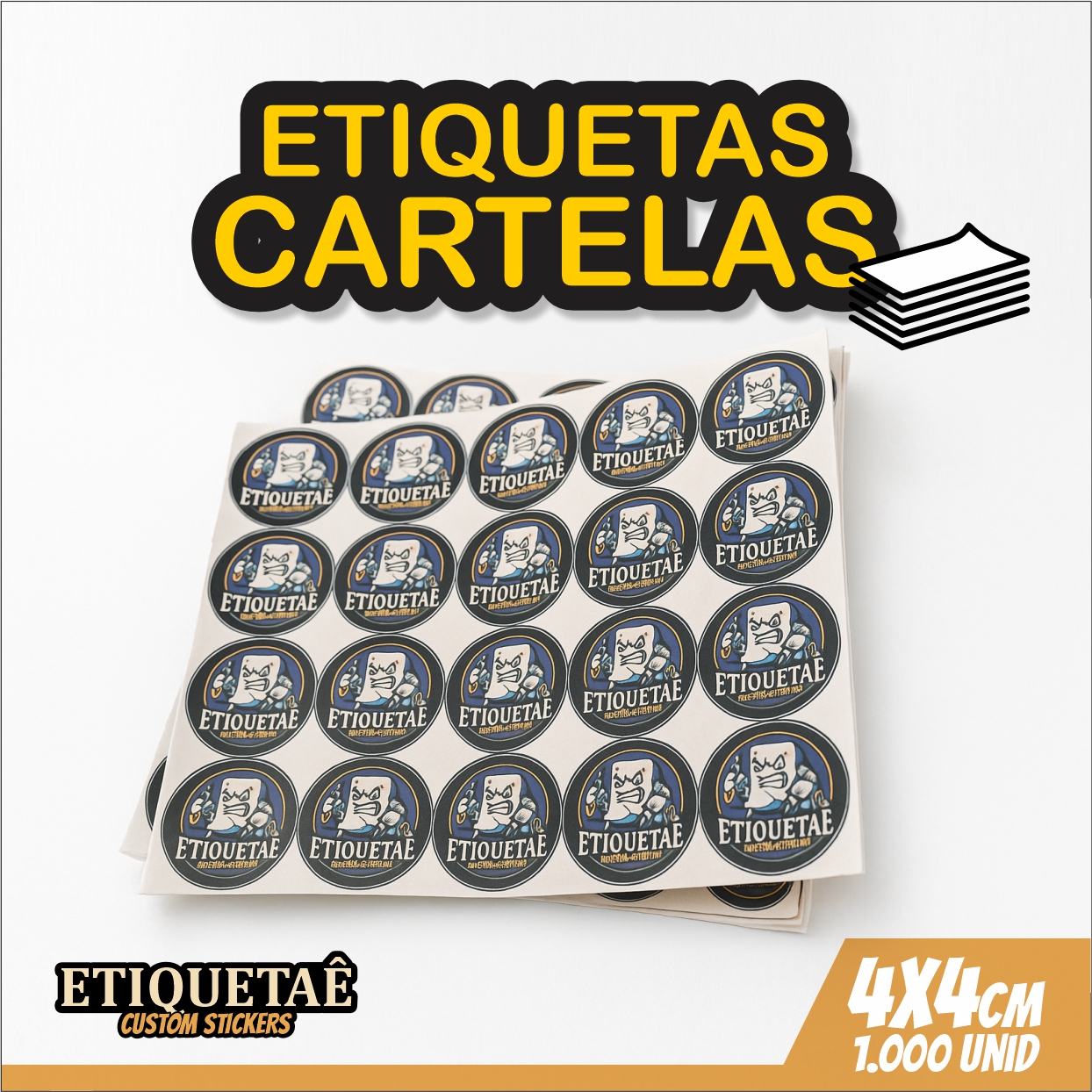 Etiquetas cartelas 1.000 unidades 4x4cm