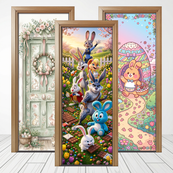 CAPA PAINEL PORTA PÁSCOA COELHO| TECIDO PREMIUM  | VÁRIOS MODELOS - 85cm x 2.10M