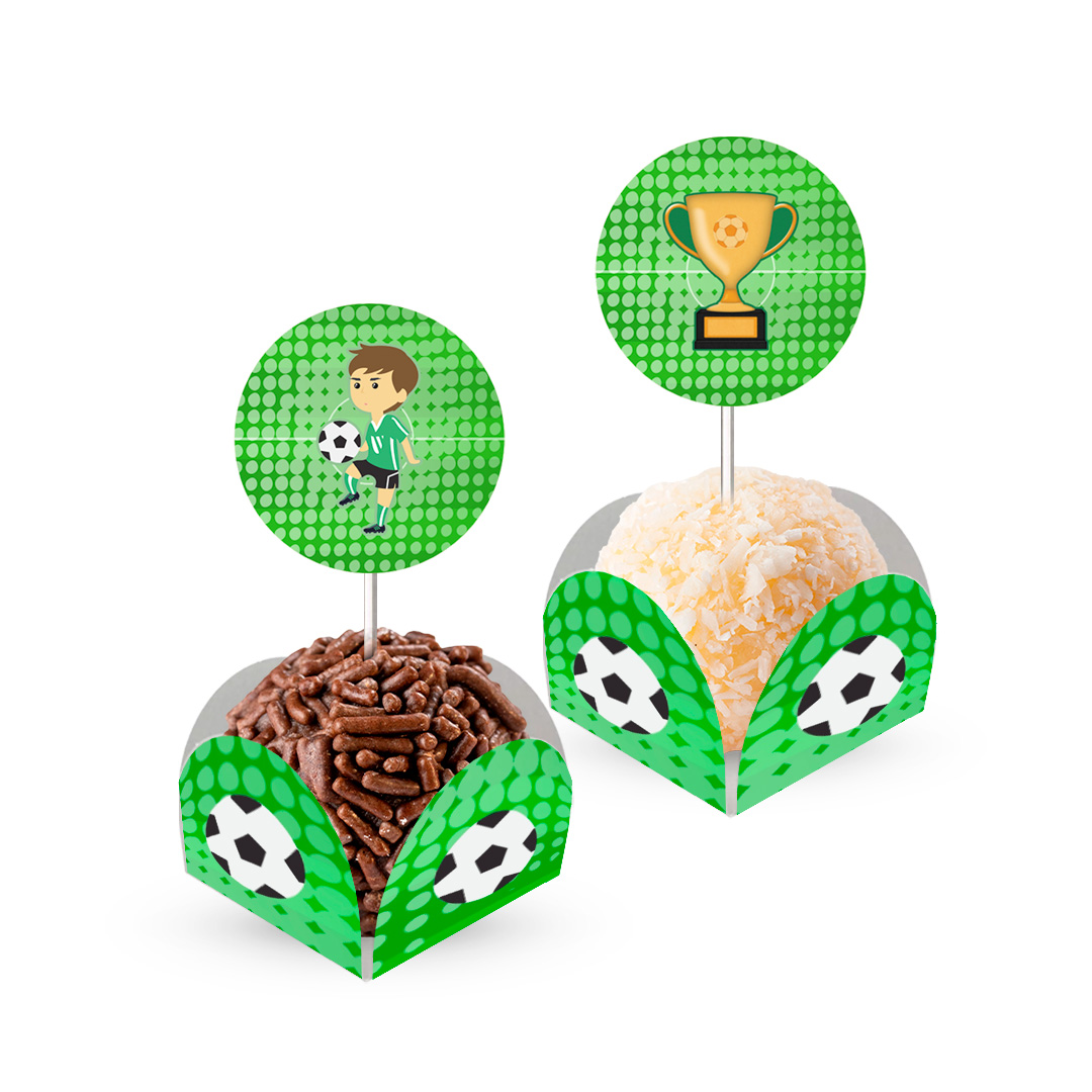 Futebol - 80 Forminhas Para Doces Com Toppers