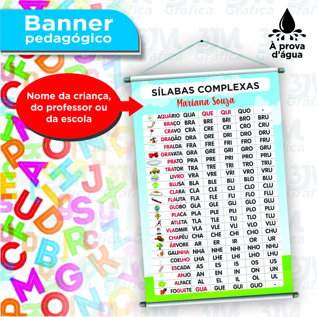 Banner pedagógico - Sílabas complexas