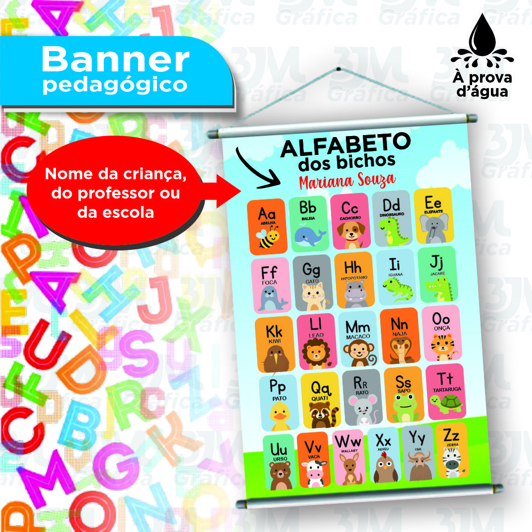 Banner pedagógico - Alfabeto dos animais