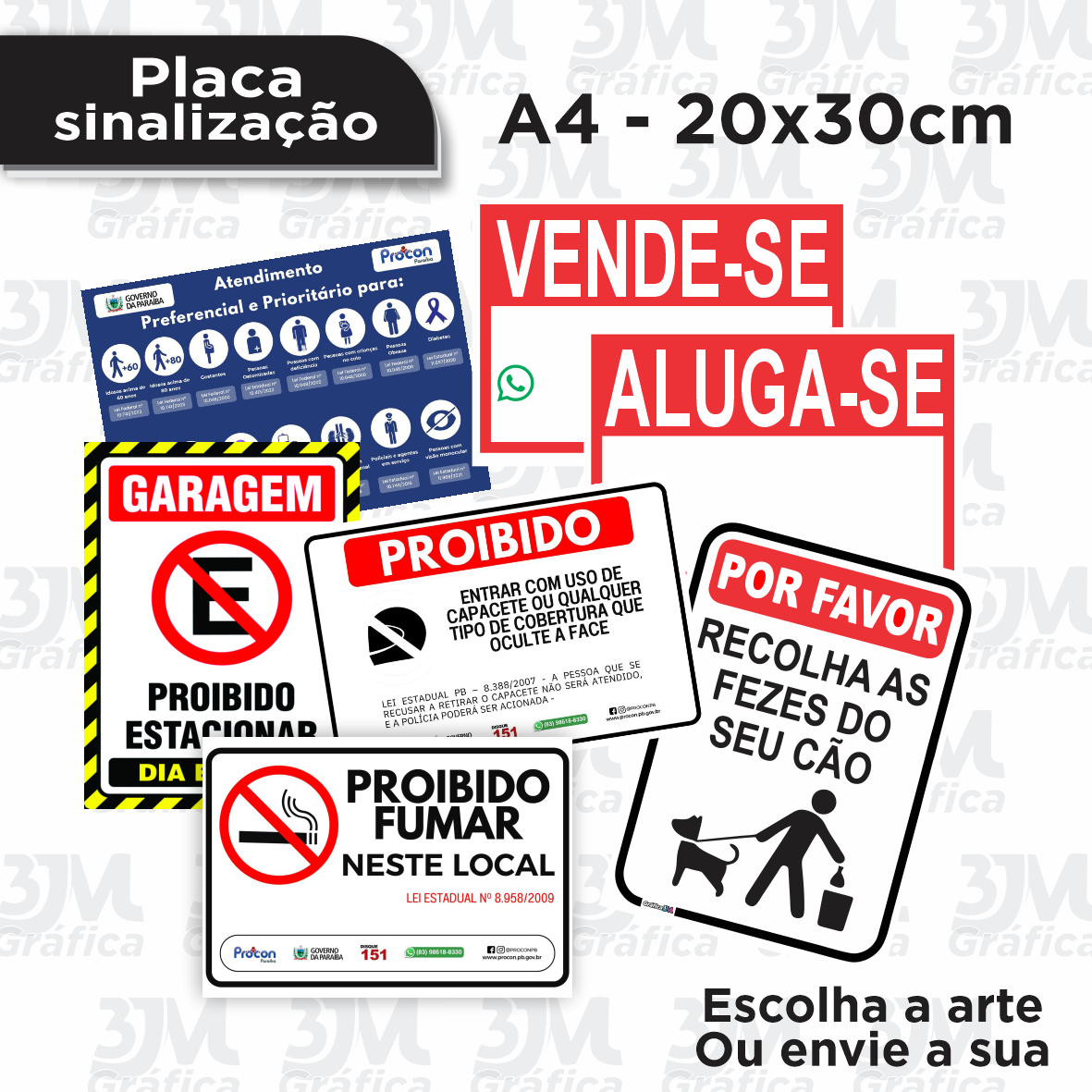 Placa de sinalização - A4 (20x30cm)