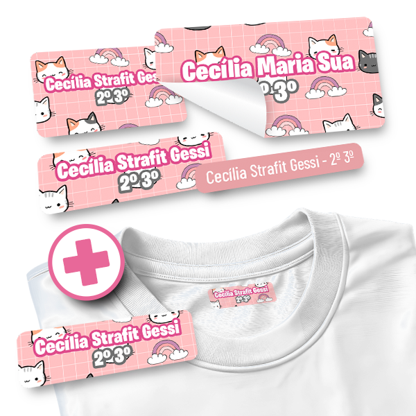 Kit Cartela de Adesivos (Mini/Peq./Média e Grande; 152un) + Cartela Etiquetas Termocolantes (24un)