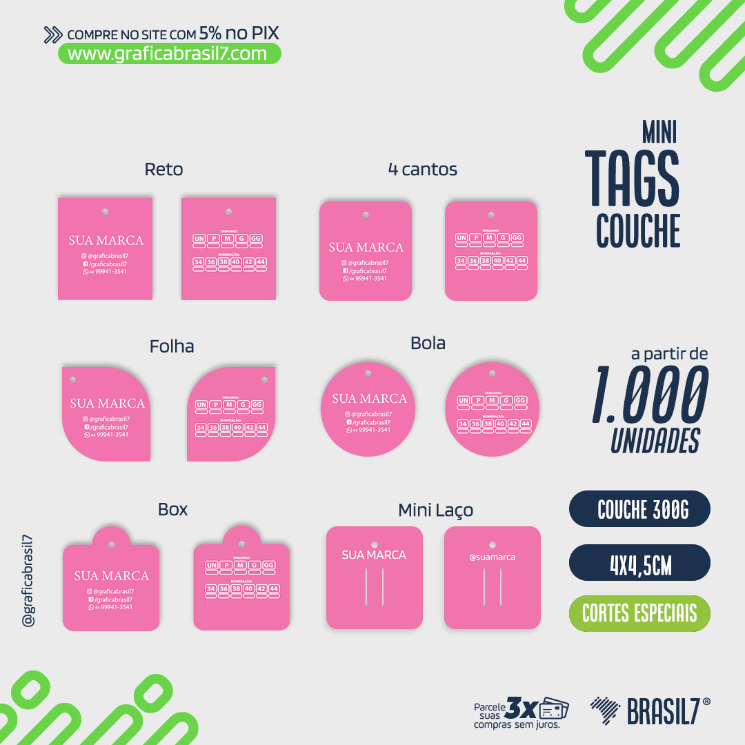 Mini Tags Verniz Total - Cortes Especiais