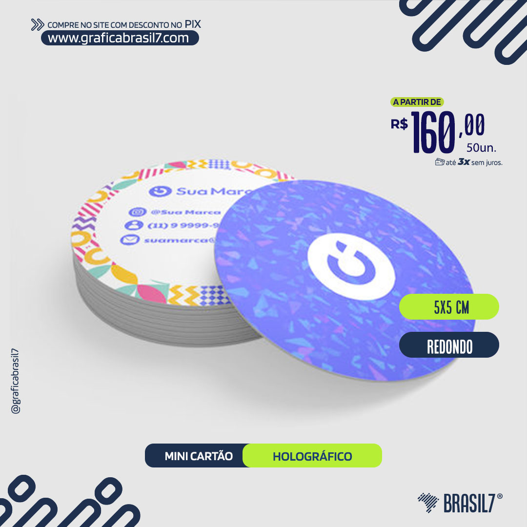 MINI CARTÃO REDONDO Holográfico