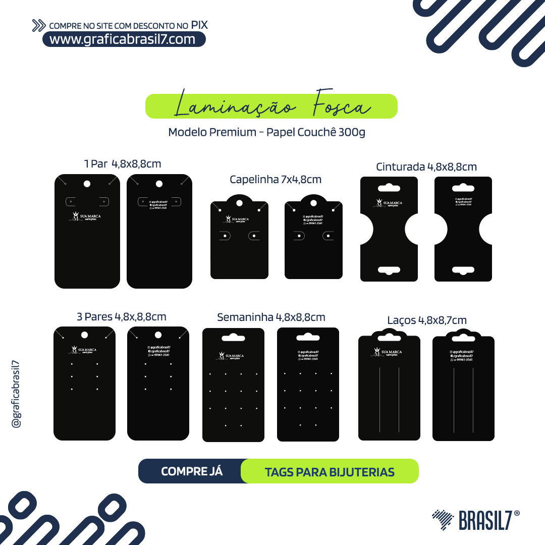 TAG BIJU 5X9cm 300g Laminação Fosca