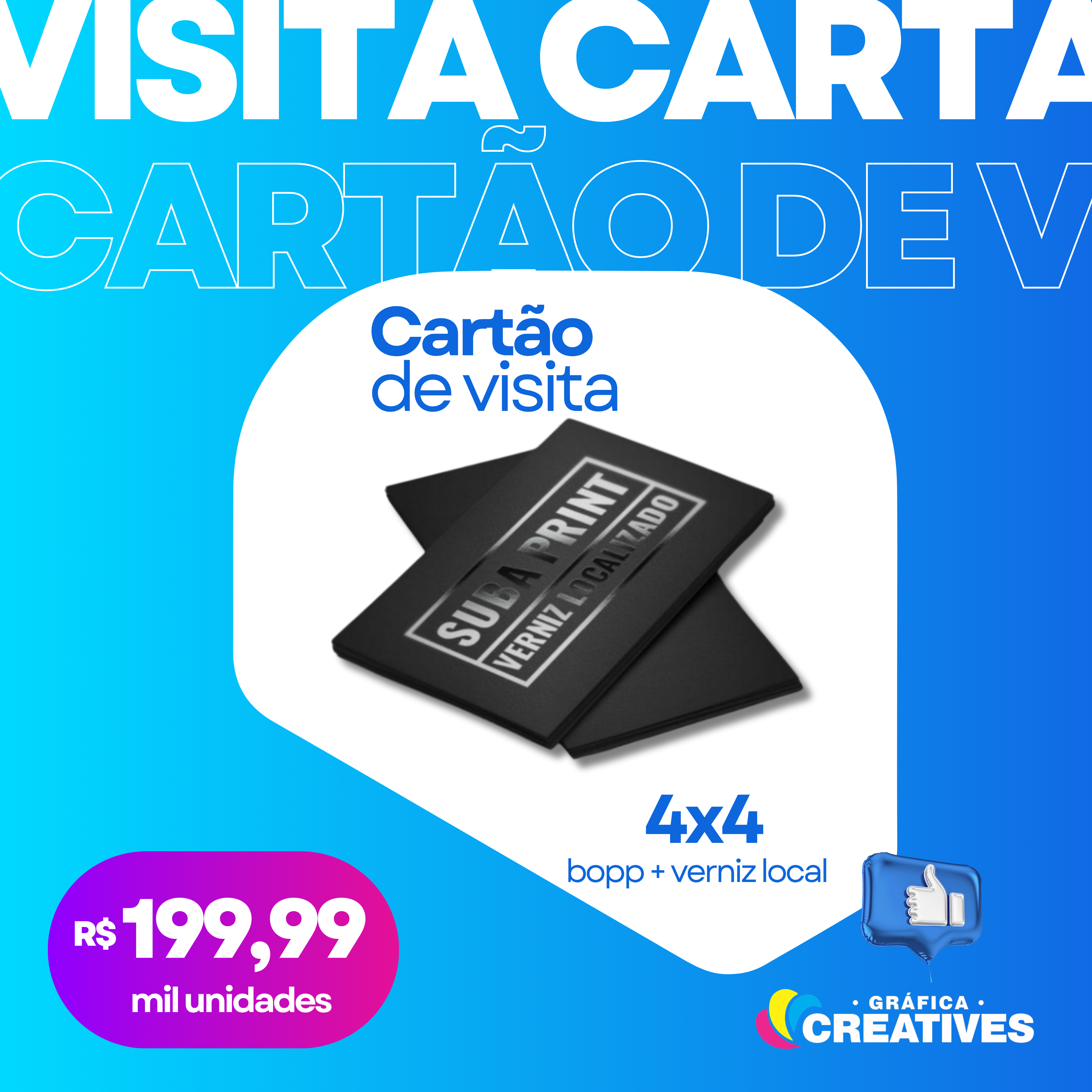 Cartão de visita Verniz localizado