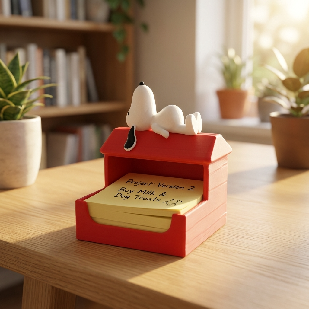 Porta Post-it Snoopy 3D – Organizador de Mesa Geek