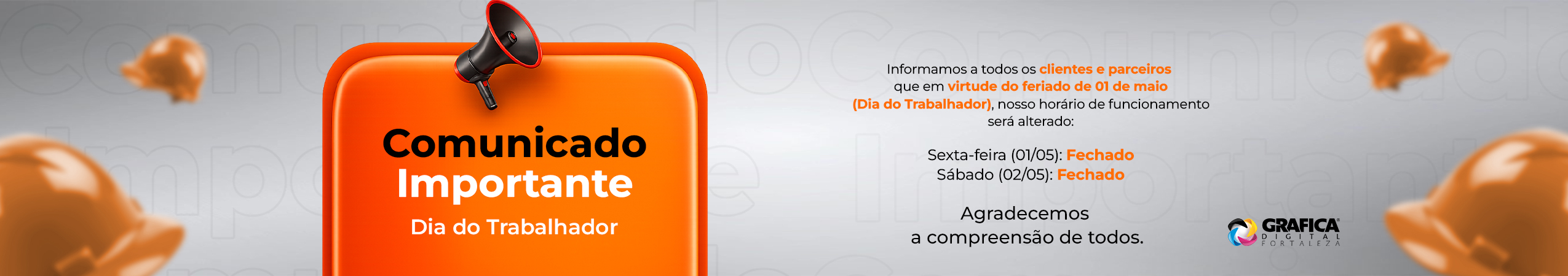 comunicado de feriado dia do trabalho