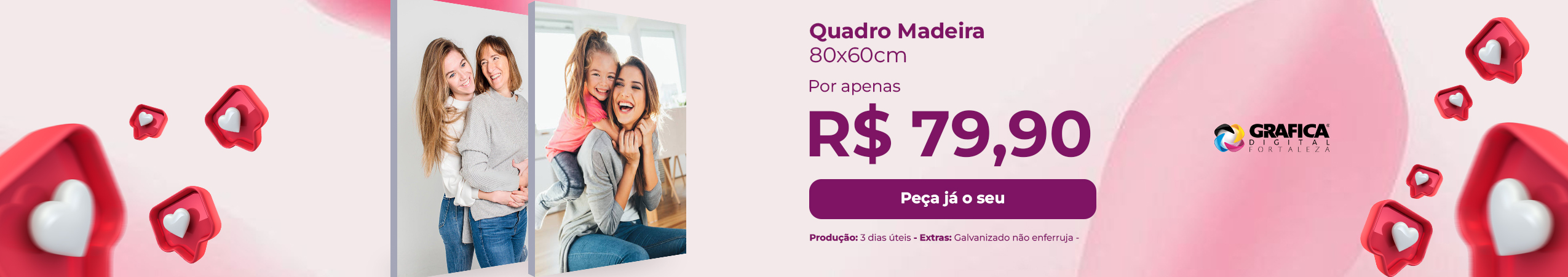 banner quadro de madeira dia das maes